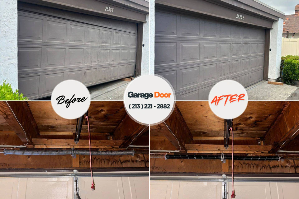 Before and after: garage door repair Rush Springs, OK